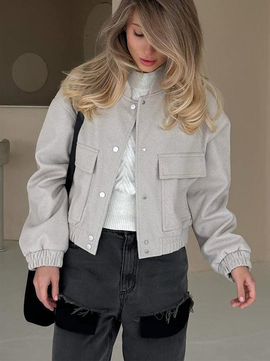 Cropped Outerwear Utility Pocket Jacket