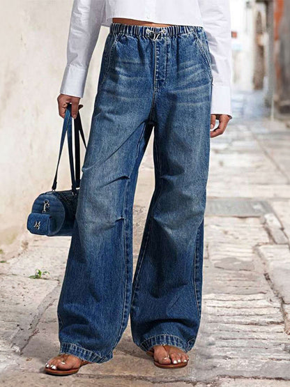 Loose Pleated Jeans