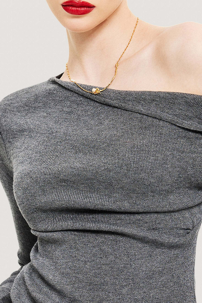 Faux Pearl Rose Necklace