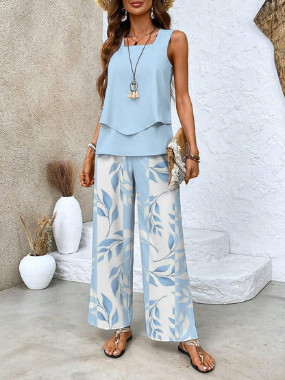 The Averie Set — Layered Top & Wide-Leg Trousers
