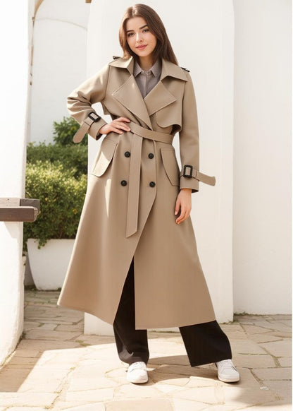 Belt Buttons Long Trench Coats