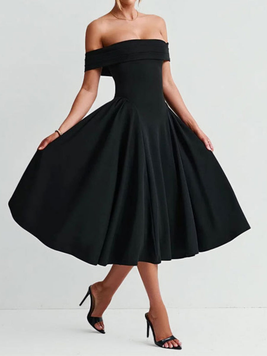 Backless And Off-shoulder Sexy Solid Color Long Dress