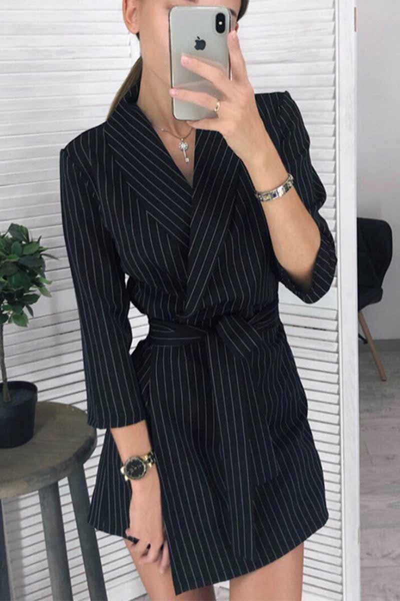 Shawl Collar Wrap Blazer Self Tie Belt Mini Dress