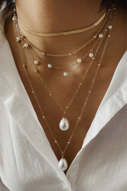 Vintage Chain Pearl Necklace