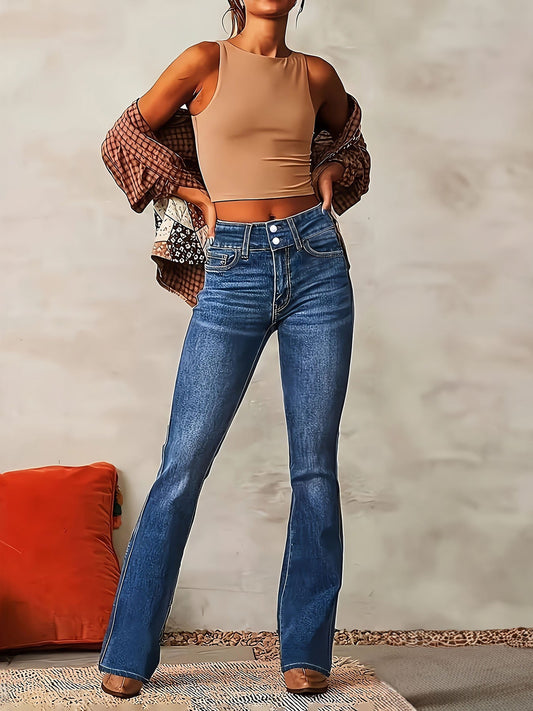 Stretch Denim Flare Jeans