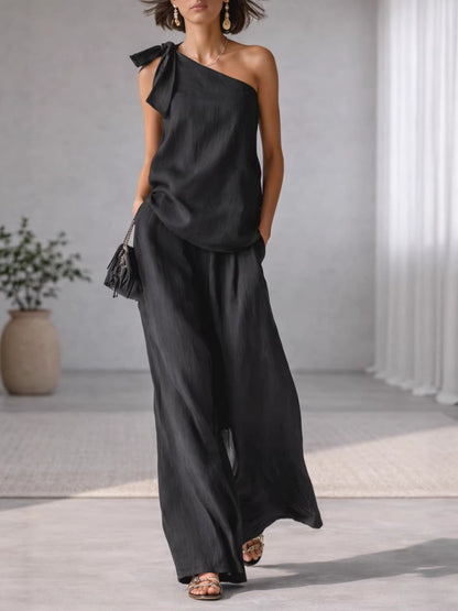 Bandage Jacket Wide-leg Pants Set 2-piece Sets
