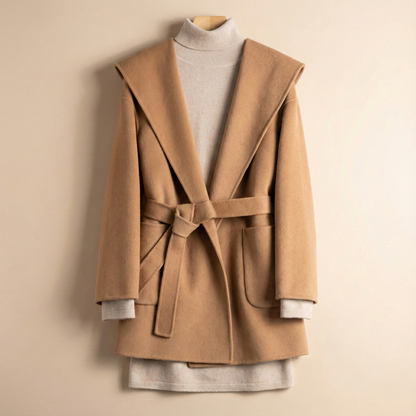 | Long Pointed Coat in Camel Hair