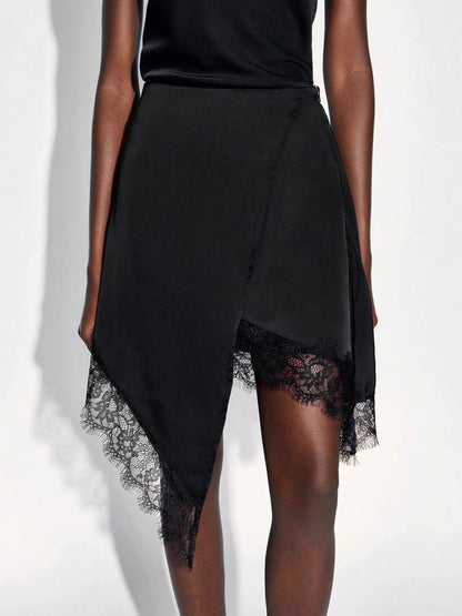 Lace Stitching A-shaped Arrangement Irregular Skirts