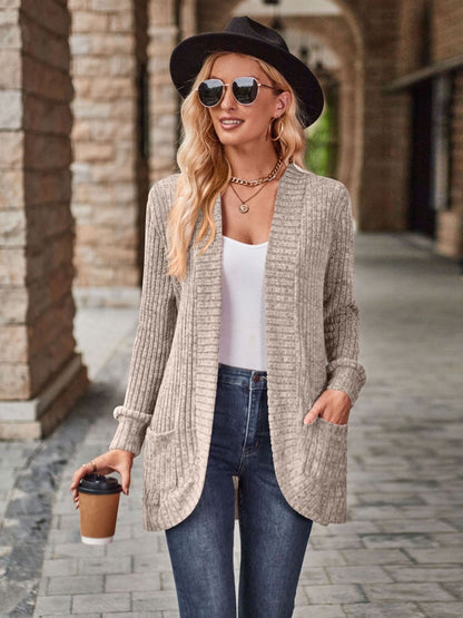 Roughed Ribs Leisure Splicing Long Sleeve Cardigans