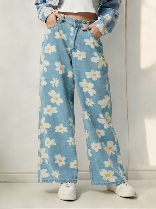 Vintage Floral Straight Jeans
