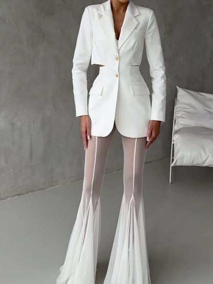 Mesh Stretch Bell-bottoms INS Loose Pants
