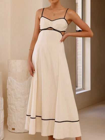 Camisoles Color Matching Color-blocked Hollow Vacation And Leisure Maxi Dresses