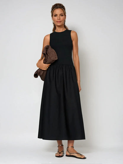 Round Neck Casual Stitching Vest Dress