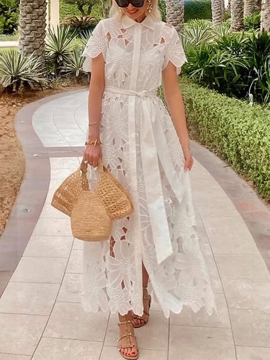 Lace Floral Cardigan Dress