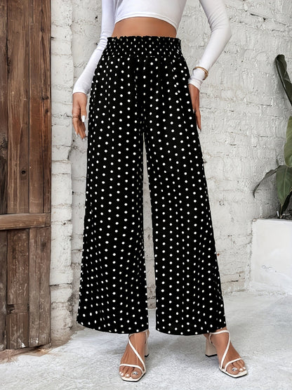Polka Dots High-waisted Loose-fit Pants