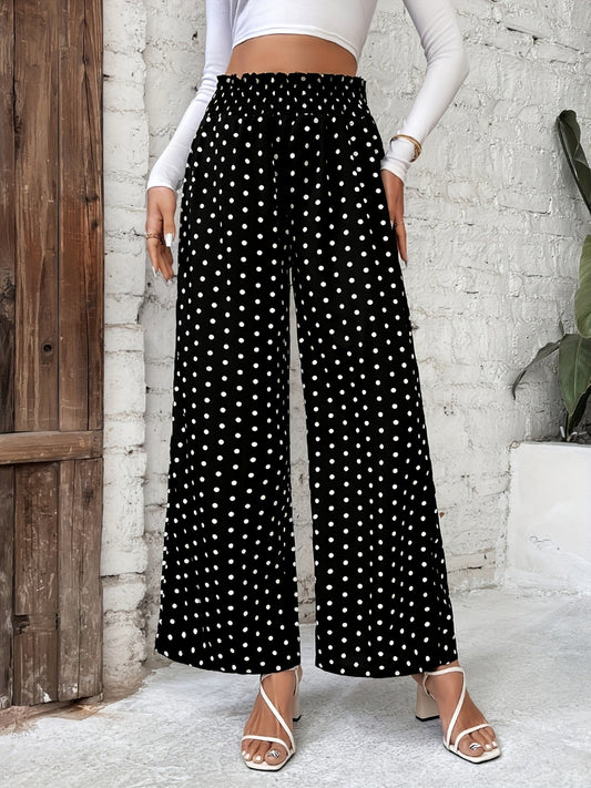 Polka Dots High-waisted Loose-fit Pants