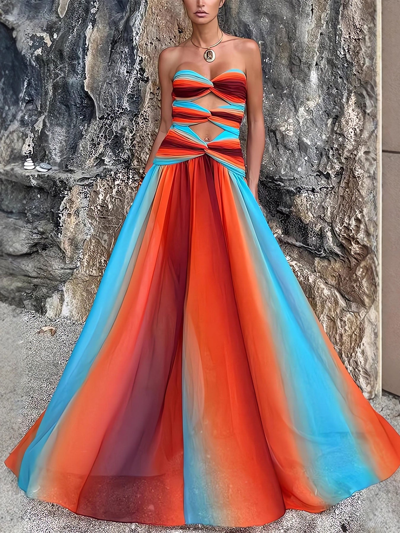 Sexy Chiffon Irregular Maxi Dress