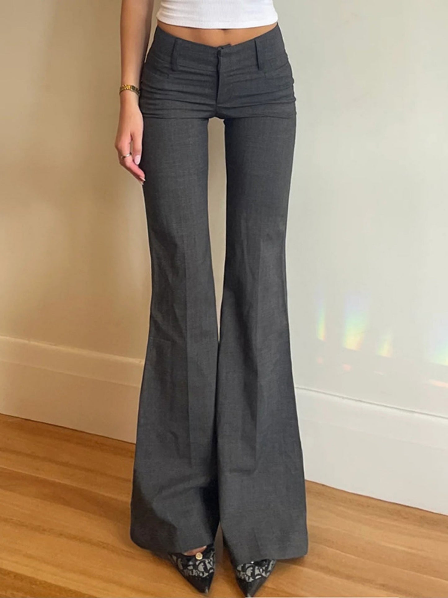 Y2K Pleated Low-rise Slightly Flared Hips Pants