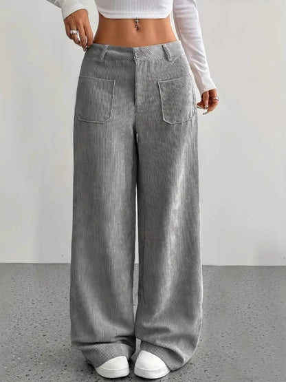 Pocket Loose Wide-leg Pants