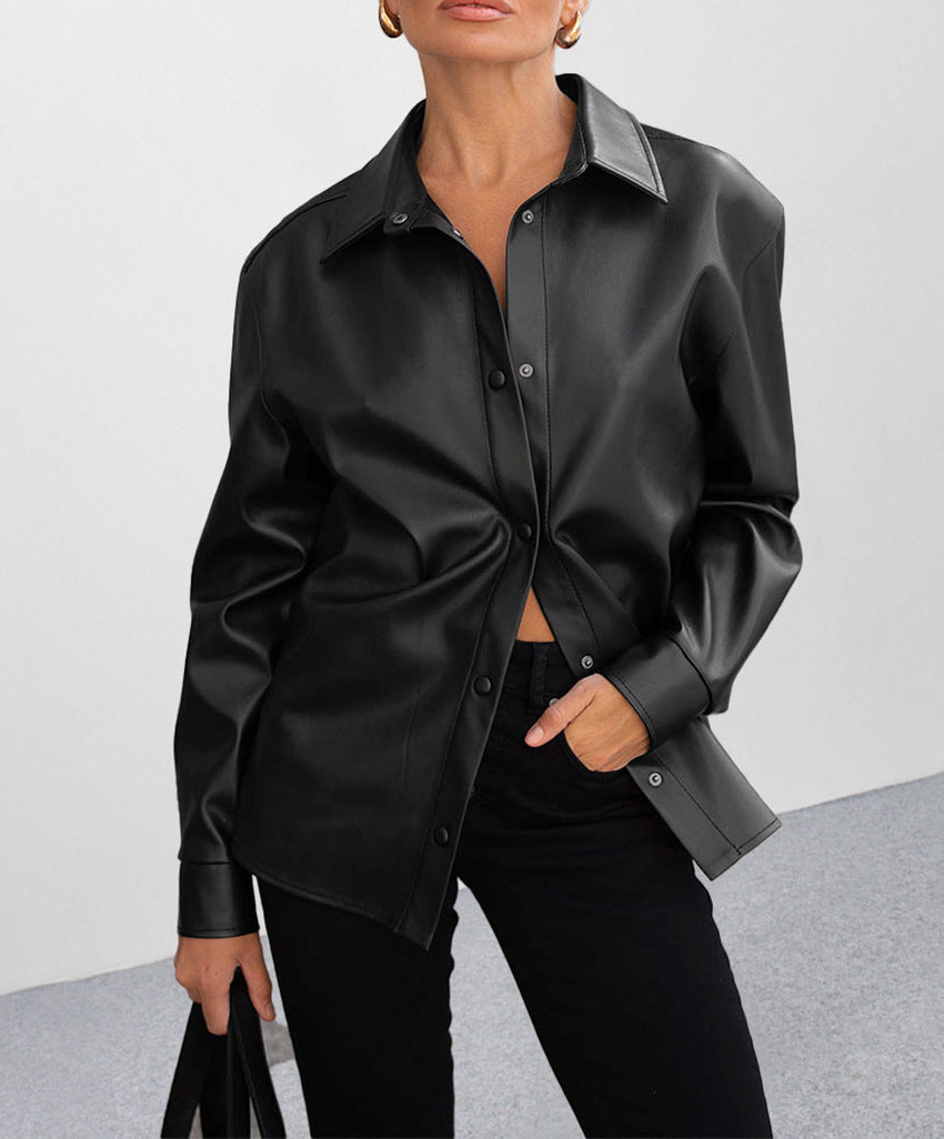 Leather Satire Shirt - Black