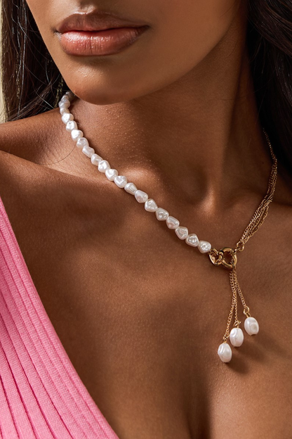 Faux Pearl Asymmetrical Necklace