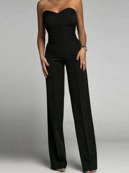 Sexy Slim-fitting Strapless Straight-leg Jumpsuit