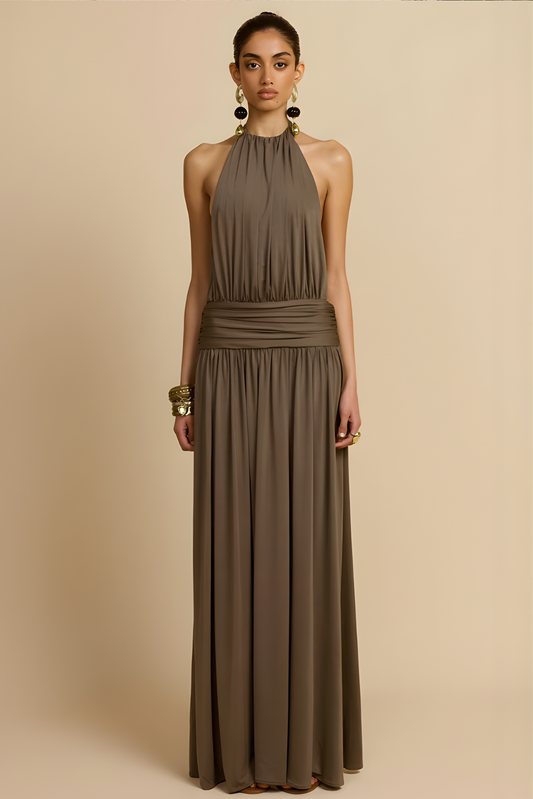 Santina Elegant Draped Maxi Dress