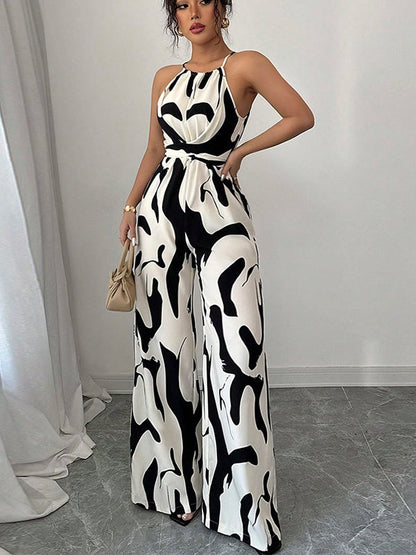Milk-patterned Halter-neck Jumpsuit