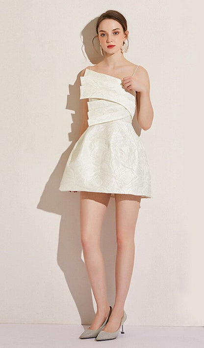Strapy Hem Mini Dress in White