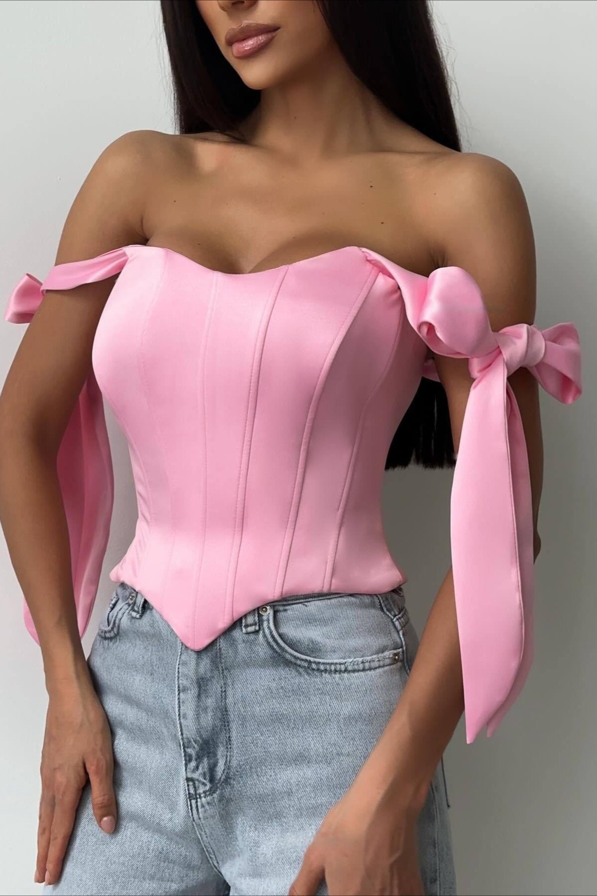 Sexy Corset Tie Asymmetric Hem Crop Top