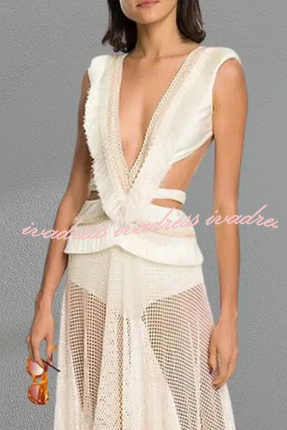 Sexy Deep V Hollow Backless Strappy One-piece Bikini Swimsuit