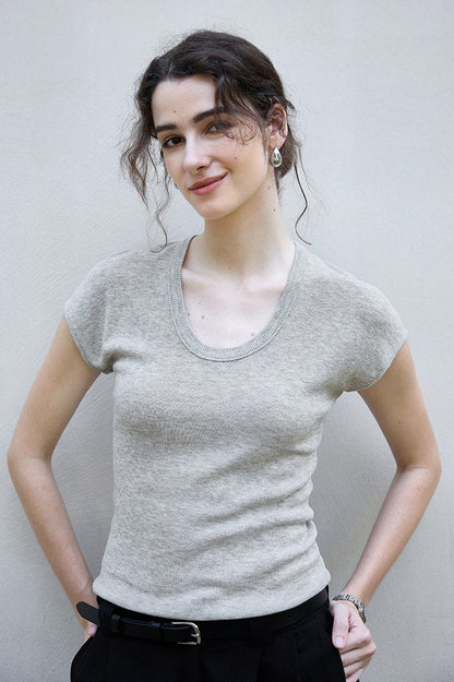 Textured Lyocell Linen Knit Top