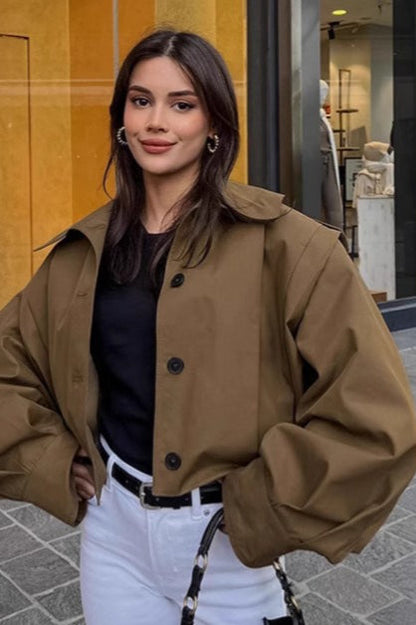 Pleated Lapel Loose Jacket
