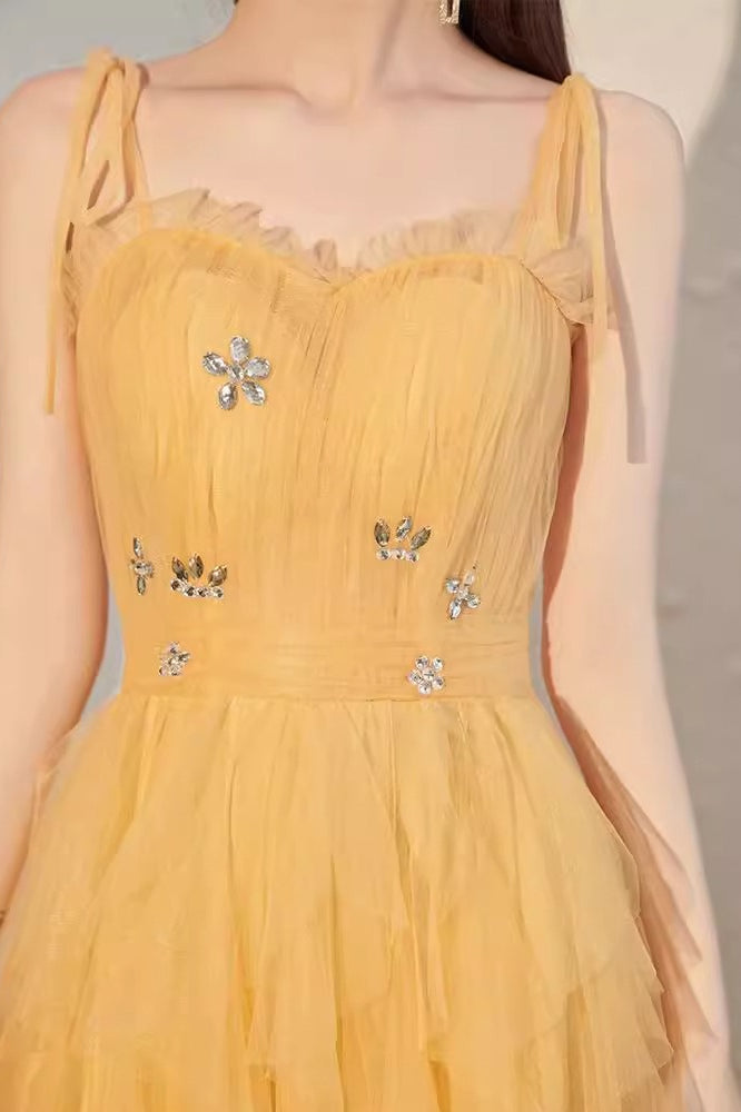 Sweetheart Ruched Bow Strap Tiered Tulle A-Line Maxi Gown