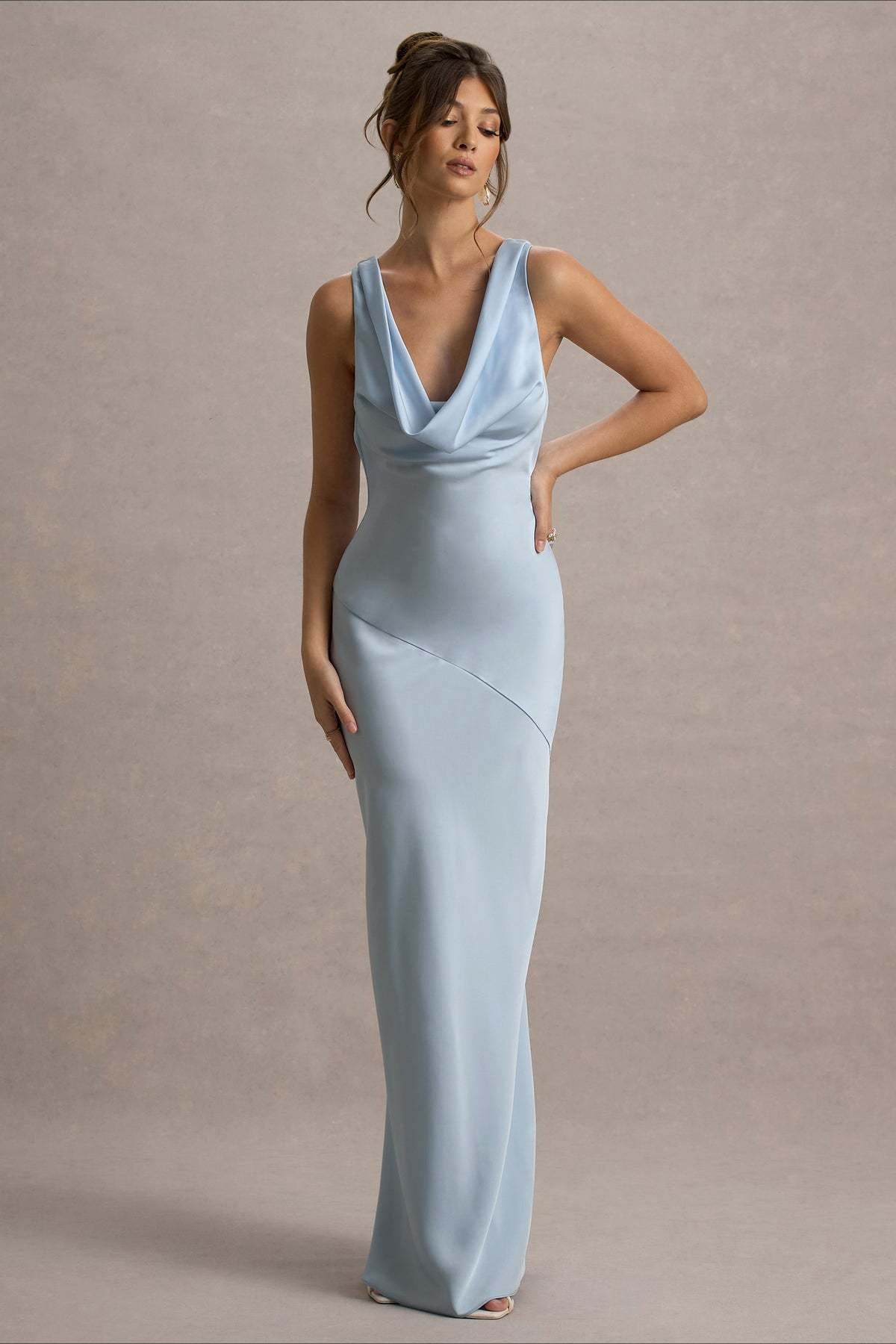 | Satin Bodycon Backless Maxi Dress