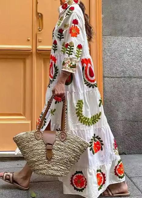 Garden Bloom EmbroideRed Maxi Dress