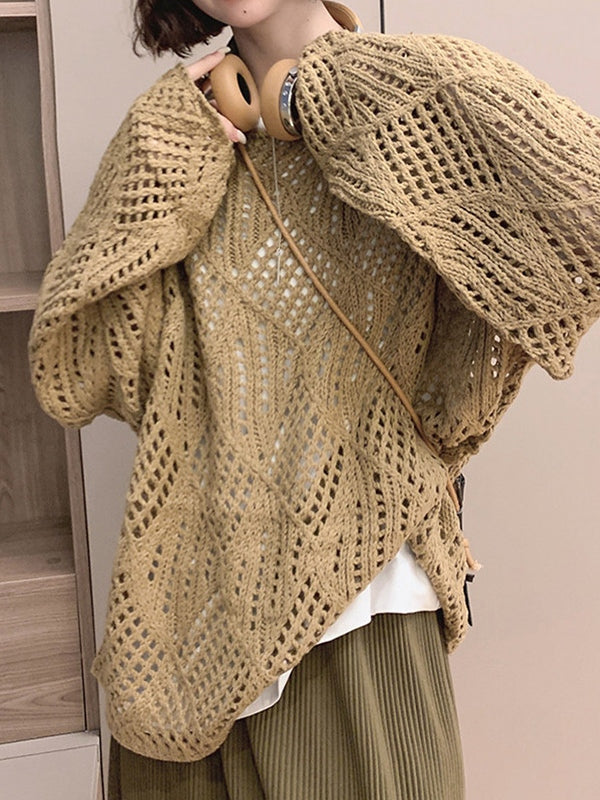 Cutout Loose Long Sleeve Knit