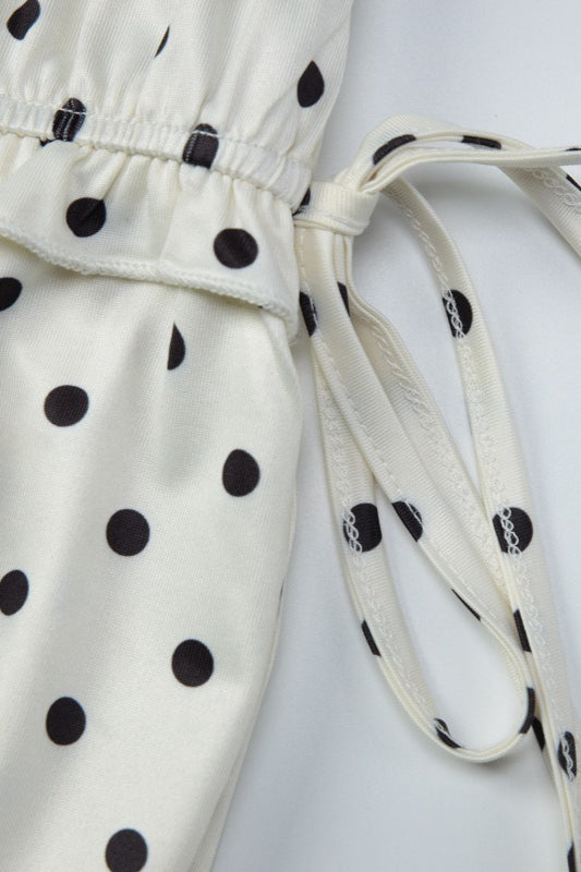Raglan Corset Polka Dot Bow Side Skirt Set