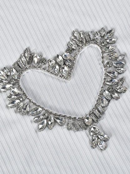 Heart Shaped Rhinestone Cutout Tank Top