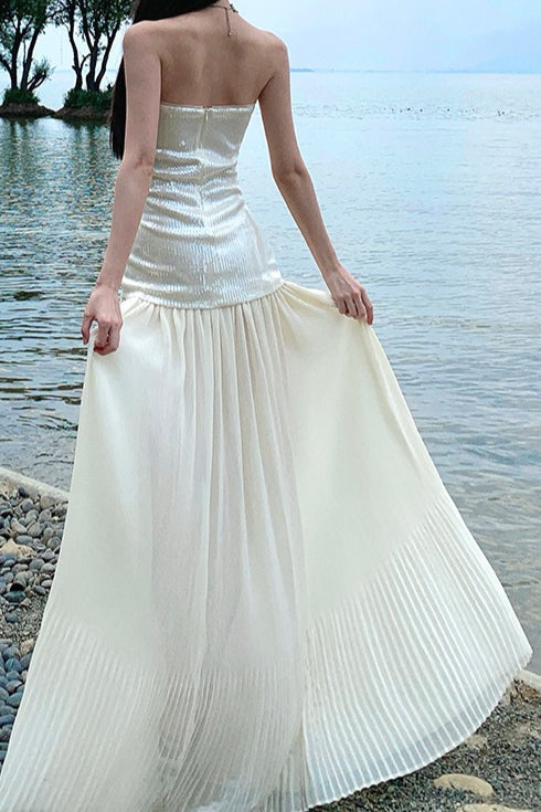 | Sequin Patchwork Strapless Maxi Dress