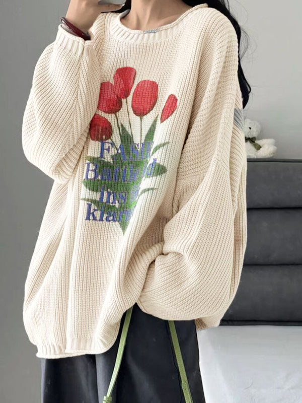 Tulip Jacquard Loose Sweater