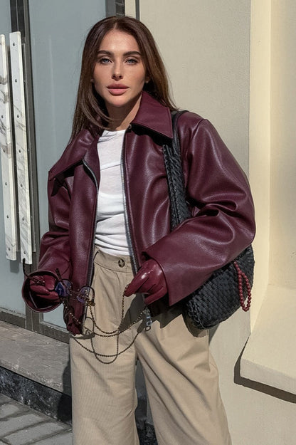 Stylish Matte PU Moto Jacket