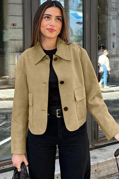 Loose Fit Suede Blazer Jacket