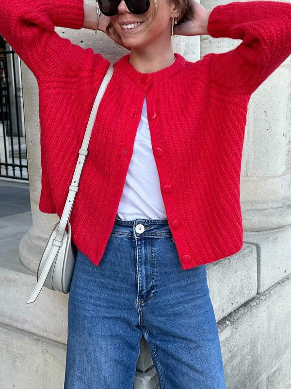 Solid Color Long Sleeve Cardigan