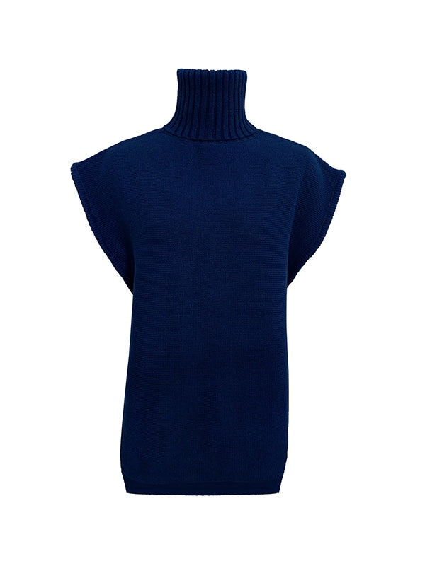 Solid High Neck Loose Sweater Vest