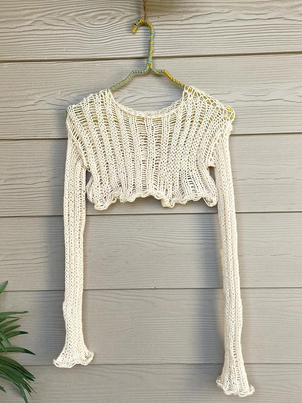 Short Cutout Crop Smock Crochet Top