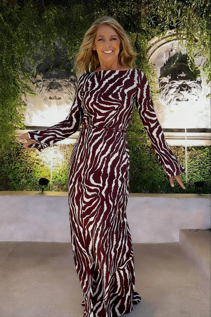 DressBetty - Autumn Sexy Long Sleeve Zebra Print Bodycon Maxi Dress