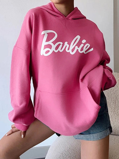 Contrast Color Letter Print Oversized Hoodie