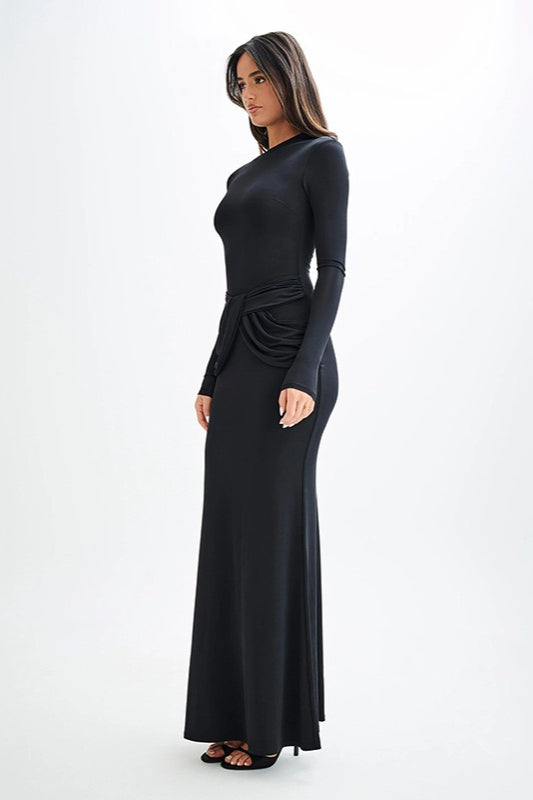 | Long Sleeve Crew Neck Maxi Dress