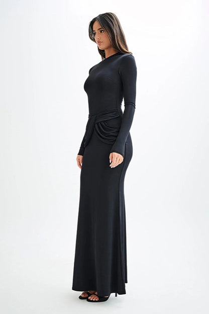 | Long Sleeve Crew Neck Maxi Dress
